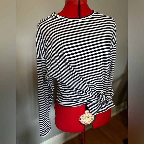 7 for all mankind striped tie front longsleeve size M - Picture 1 of 5